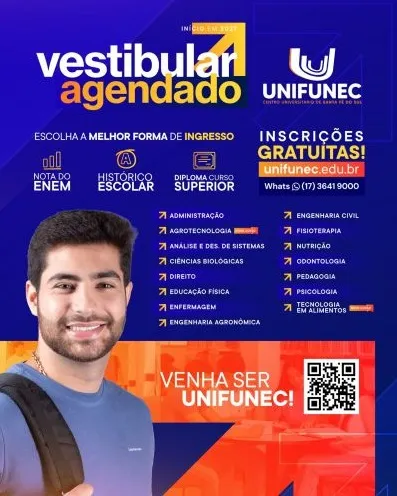 Unifunec abre inscrições gratuitas para o Vestibular Agendado para ano letivo de 2027